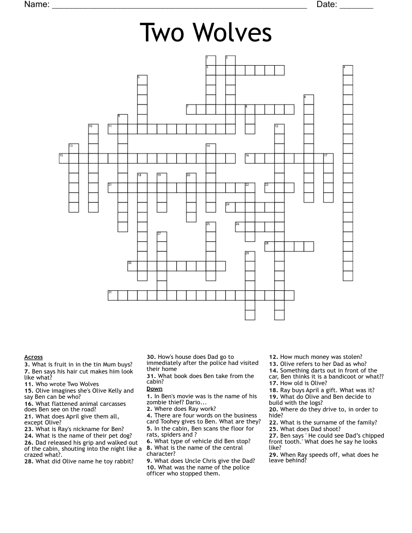 Two Wolves Crossword
