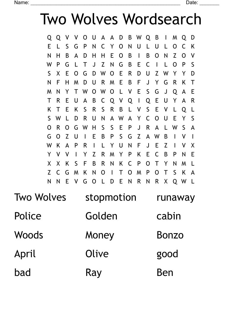Two Wolves Wordsearch