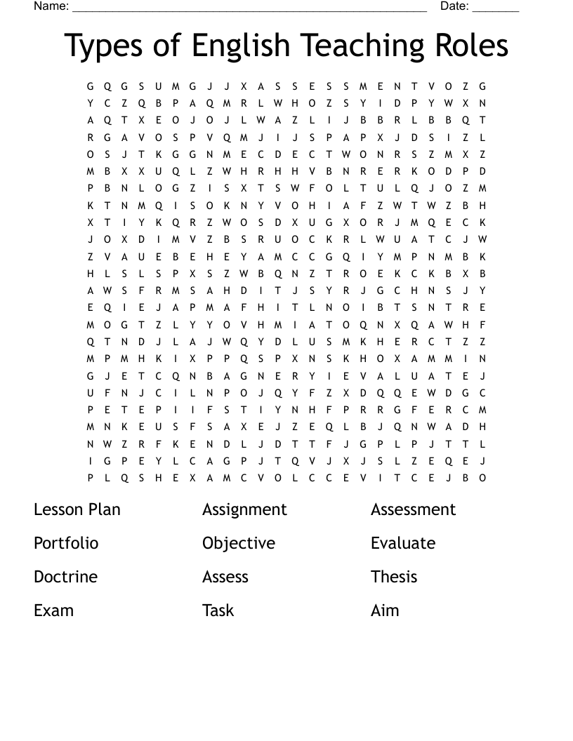 Types of English Teaching Roles  Word Search