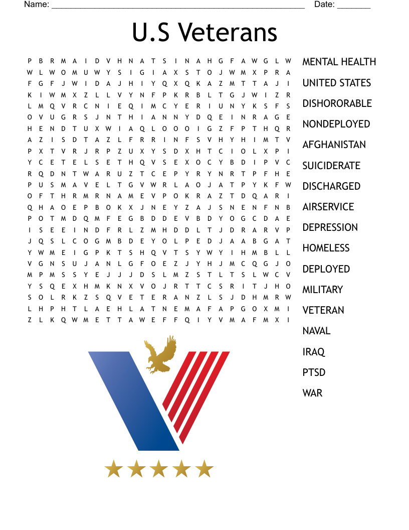 U.S Veterans Word Search