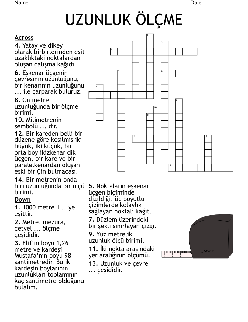 UZUNLUK ÖLÇME  Crossword