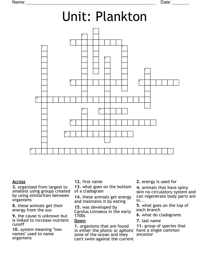Unit: Plankton  Crossword