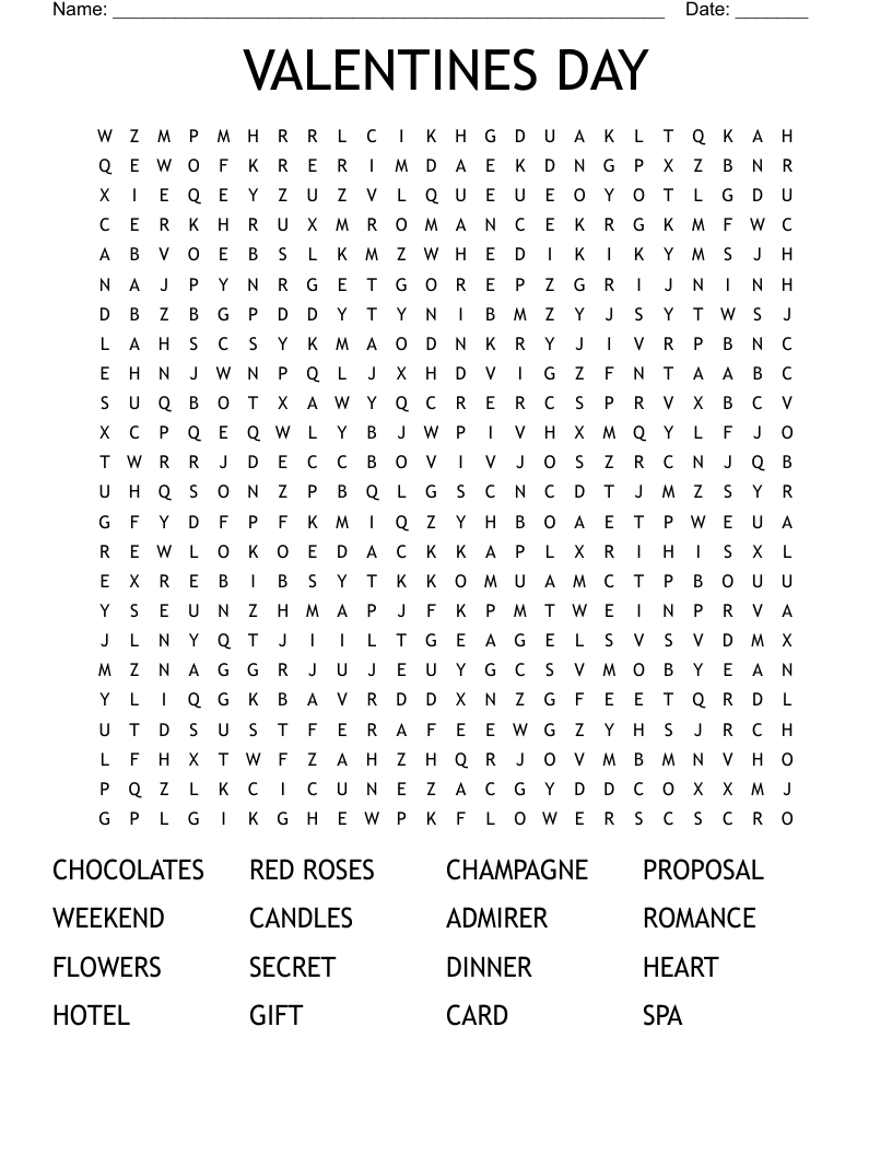VALENTINES DAY Word Search