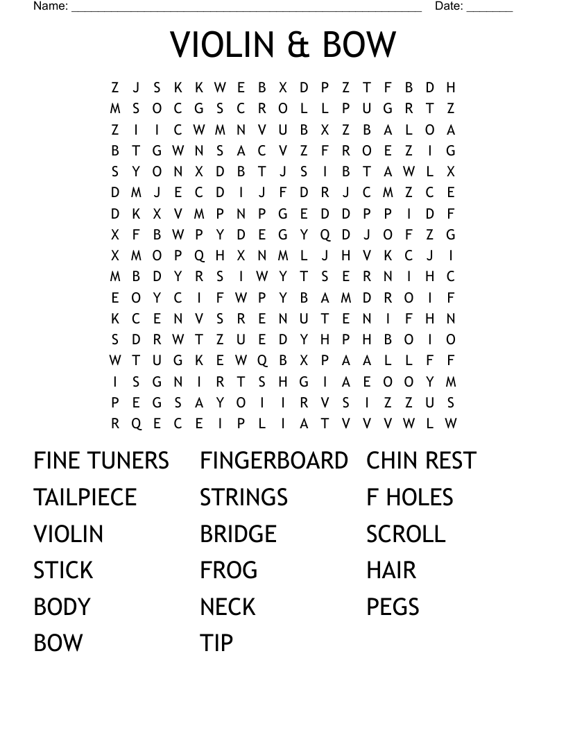 VIOLIN & BOW Word Search