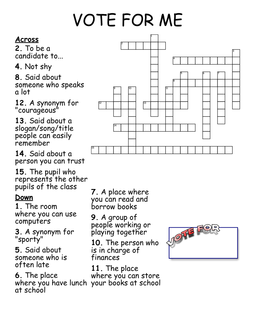 VOTE FOR ME Crossword