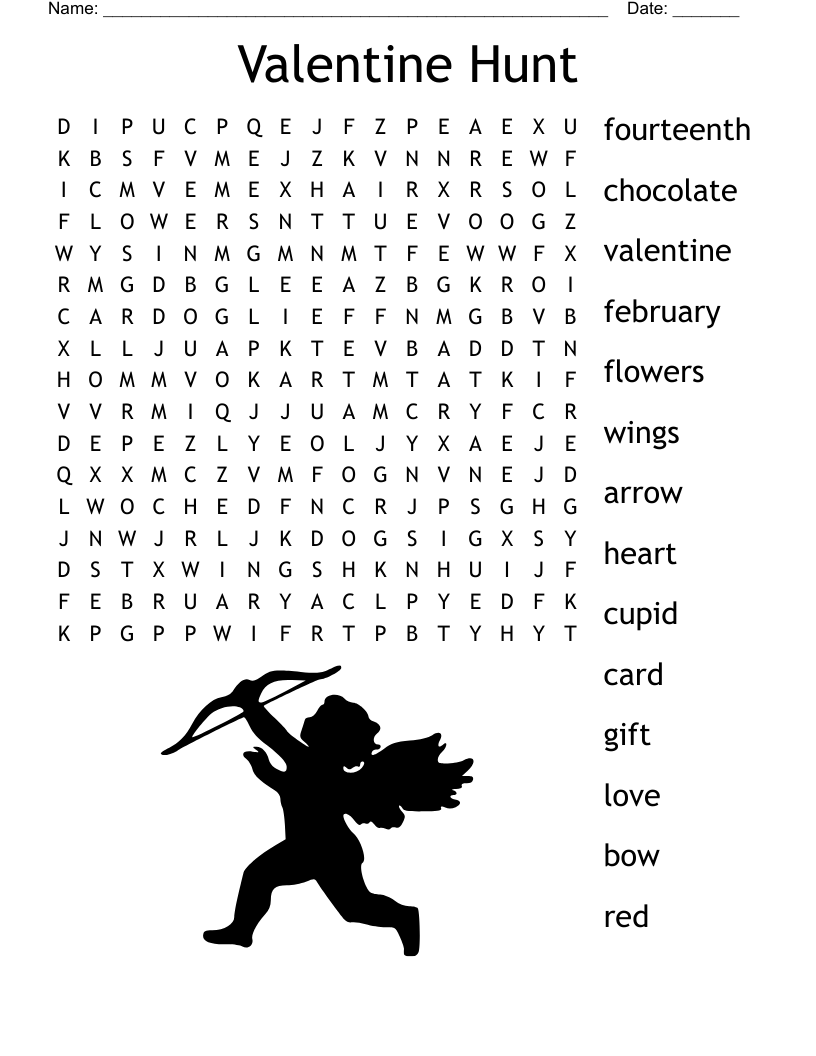Valentine Hunt Word Search