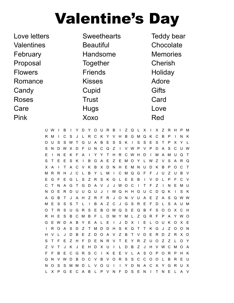 Valentine’s  Day  Word Search