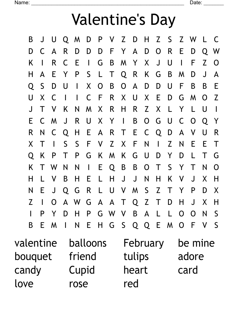 Valentine's Day Word Search