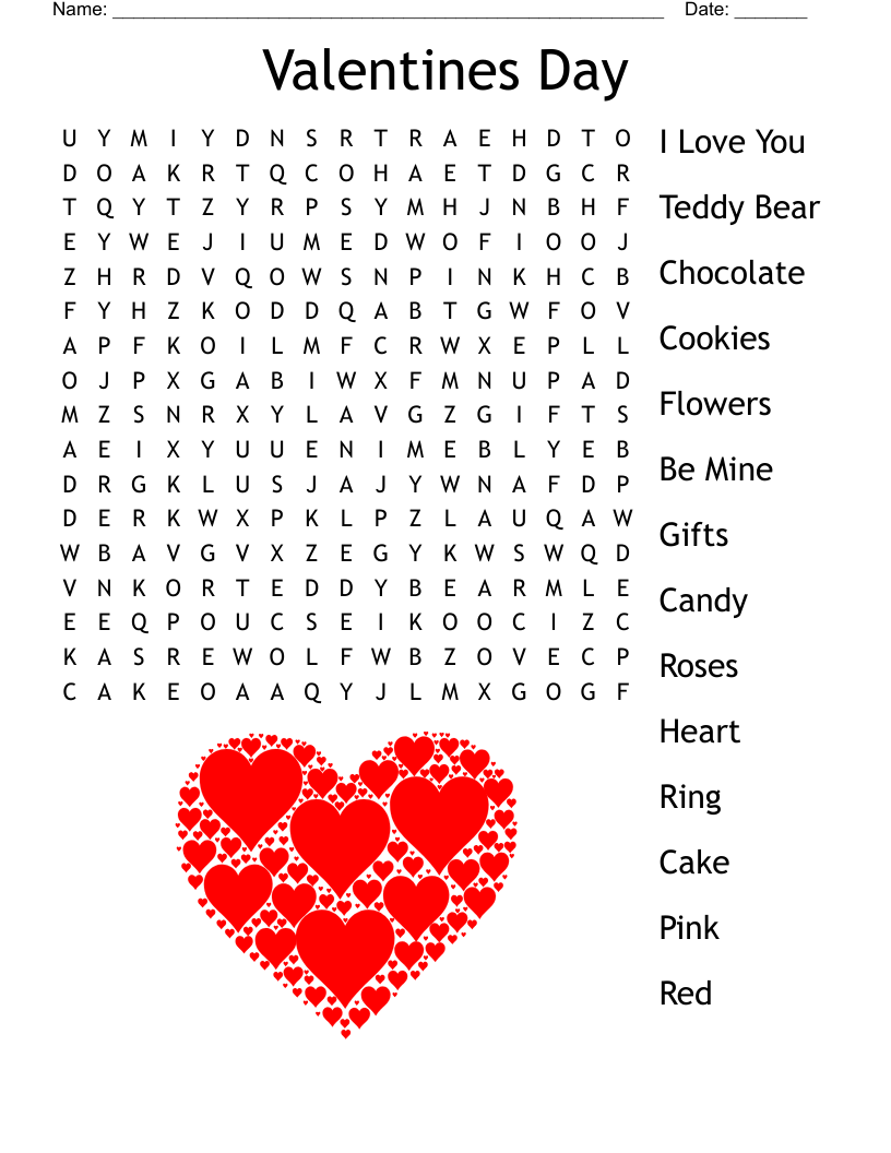 Valentines Day Word Search