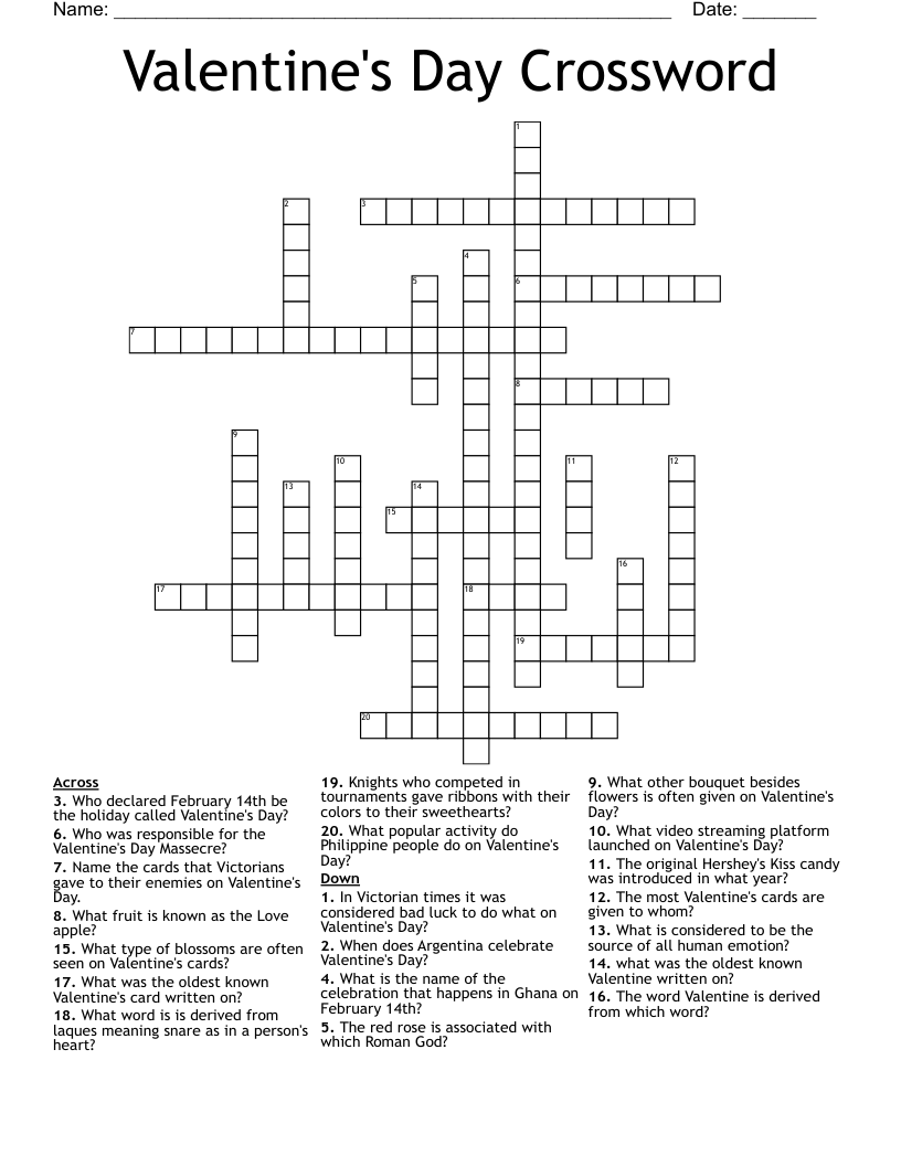 Valentine's Day Crossword