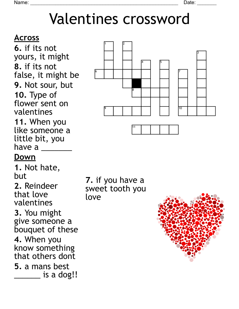 Valentines crossword 