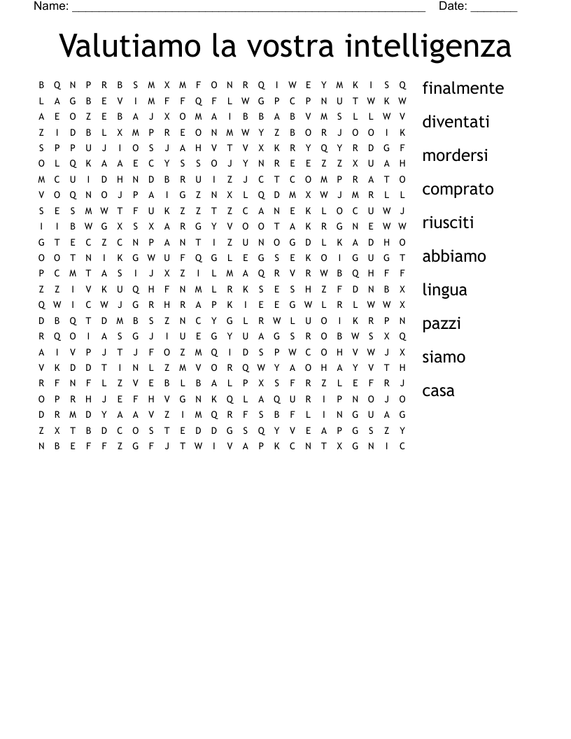 Valutiamo la vostra intelligenza Word Search
