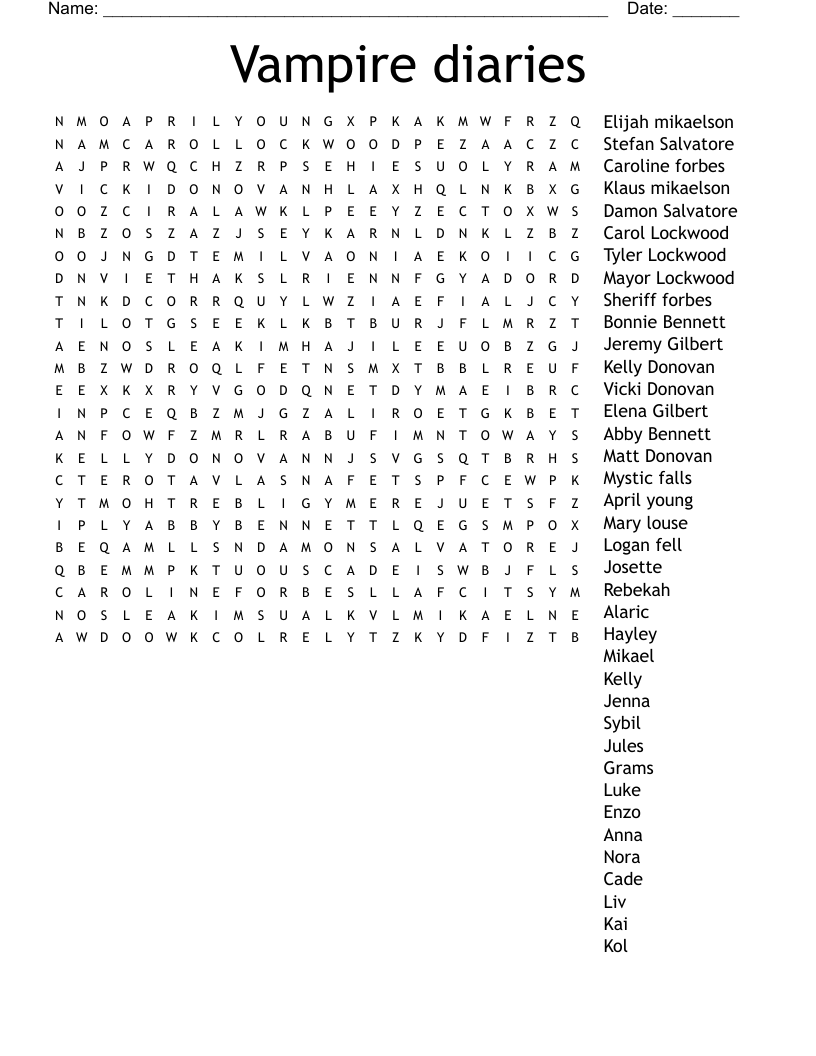 Vampire diaries  Word Search