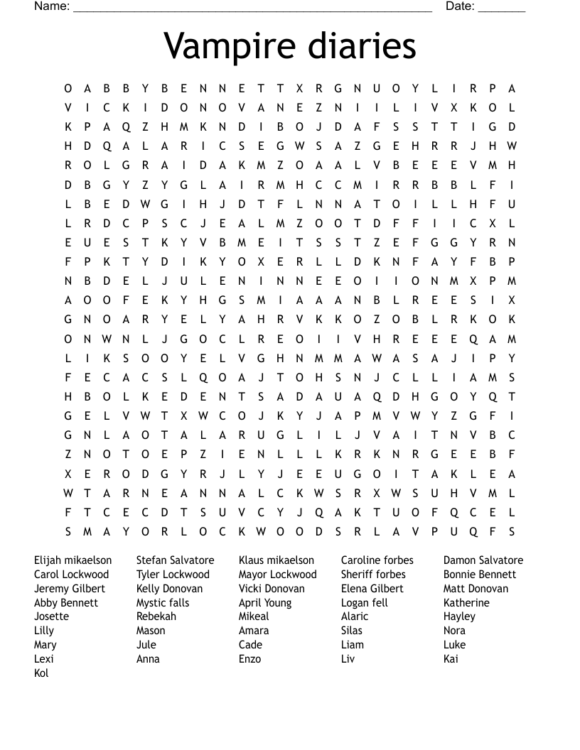 Vampire diaries  Word Search