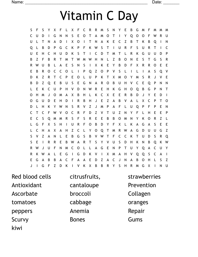 Vitamin C Day Word Search