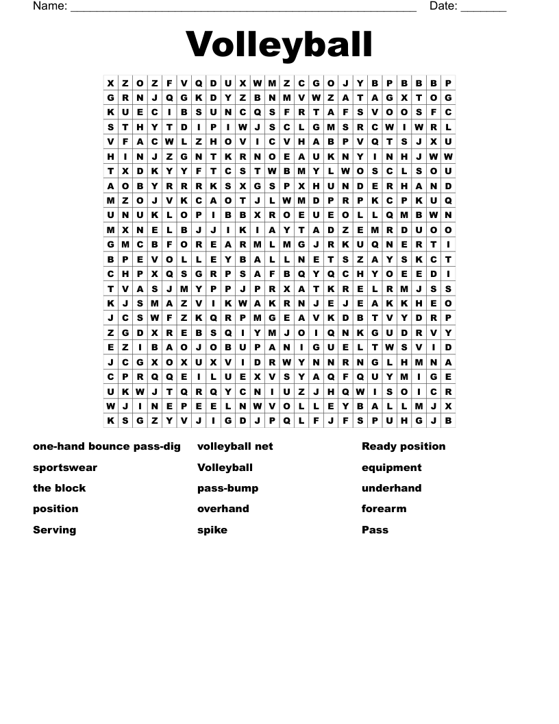 Volleyball Word Search