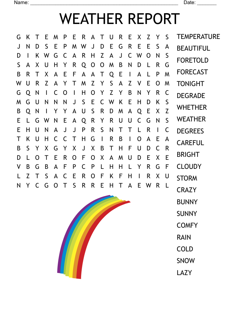 WEATHER REPORT Word Search