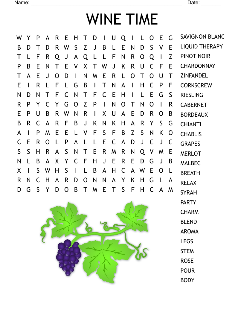 WINE TIME Word Search