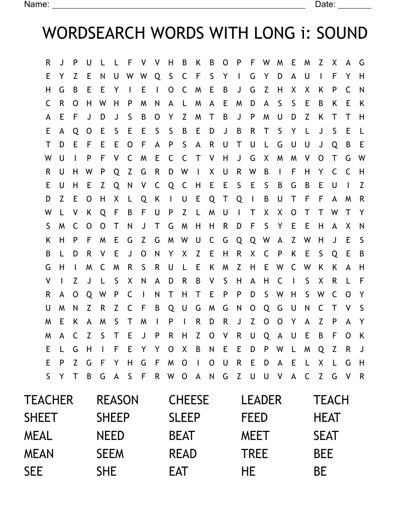 WORDSEARCH WORDS WITH LONG i: SOUND