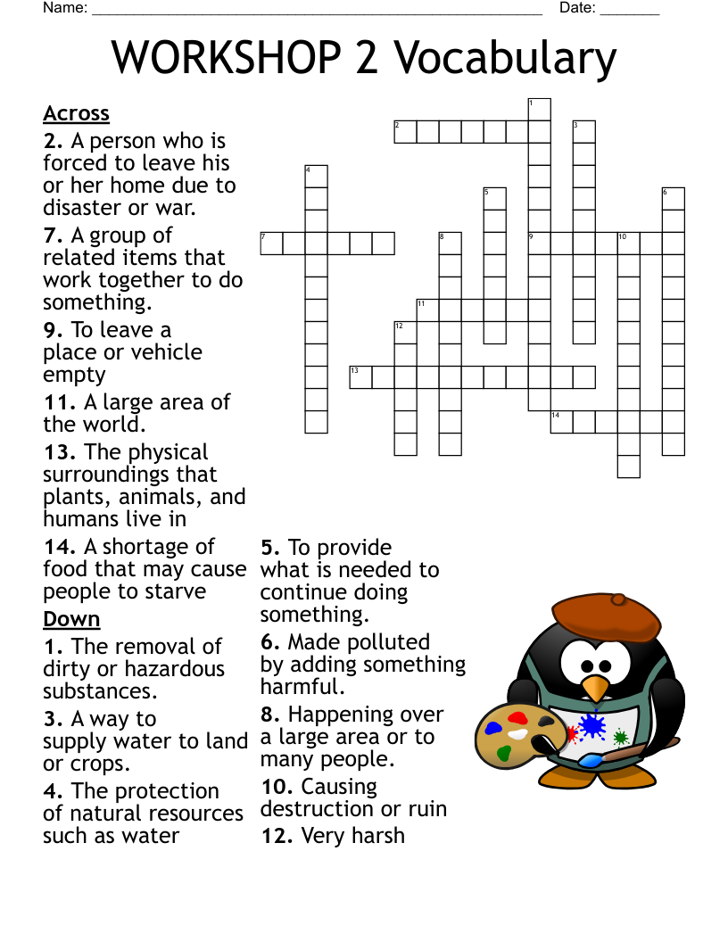 WORKSHOP 2 Vocabulary Crossword