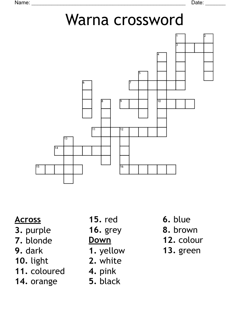 Warna crossword