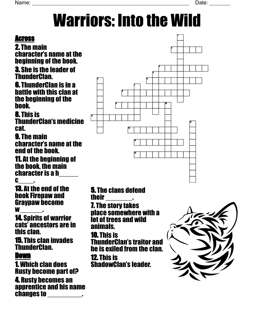 Warriors: Into the Wild Crossword