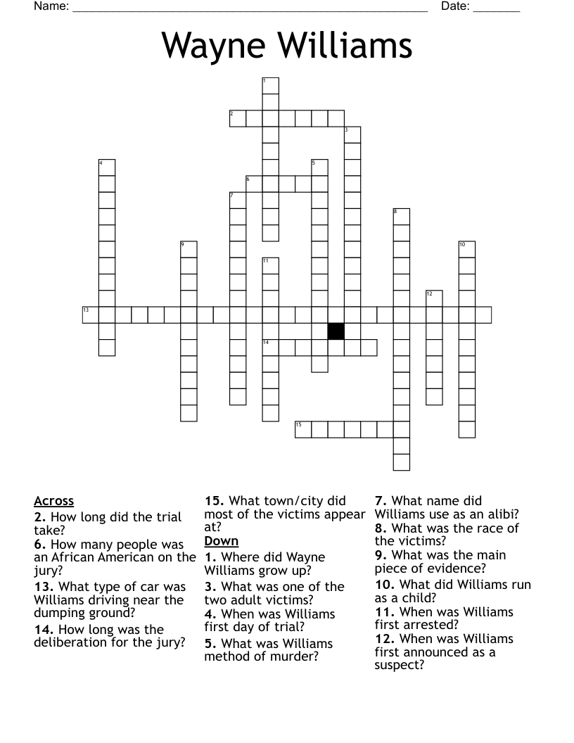 Wayne Williams Crossword