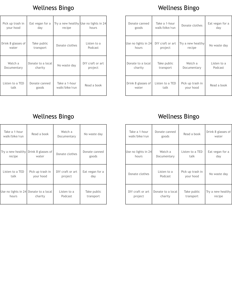 Wellness Bingo