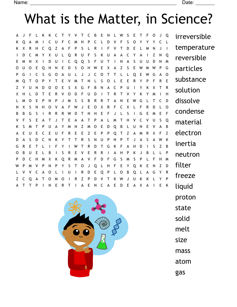 What is the Matter, in Science? Word Search