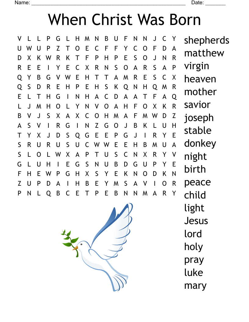 When Christ Was Born Word Search