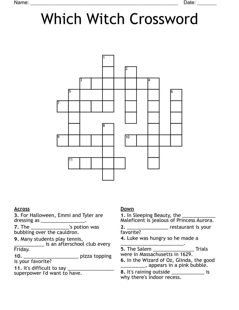 Which Witch Crossword