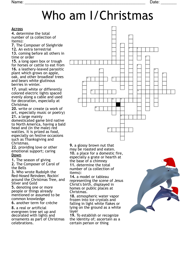 Who am I/Christmas Crossword