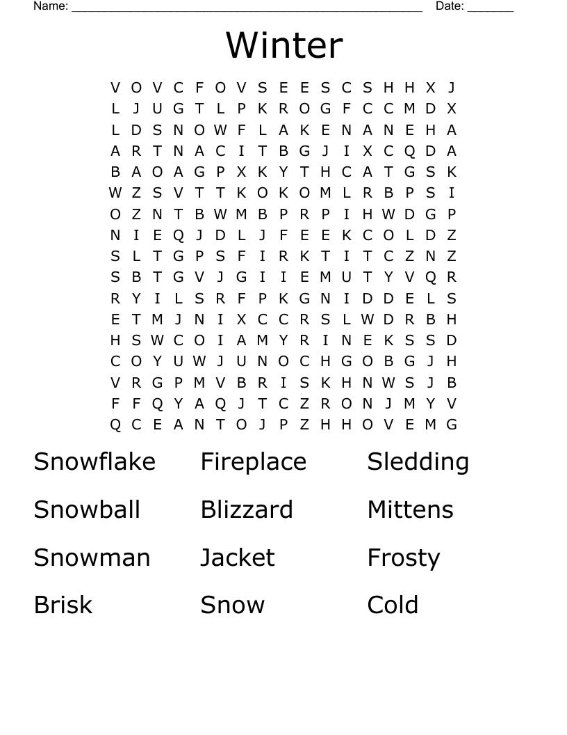 Winter Word Search