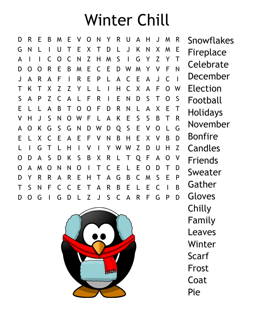 Winter Chill Word Search
