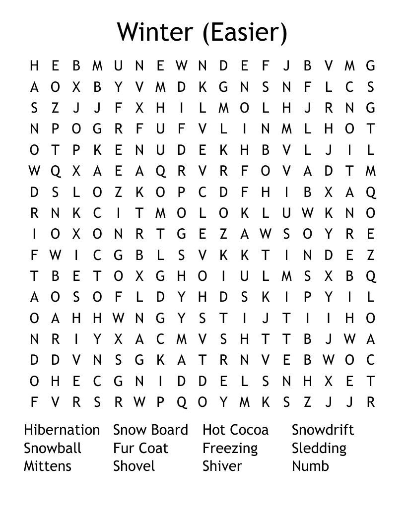 Winter (Easier) Word Search