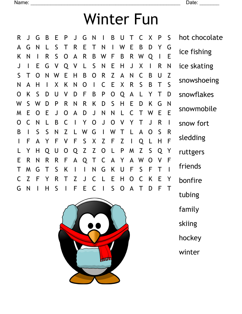 Winter Fun Word Search