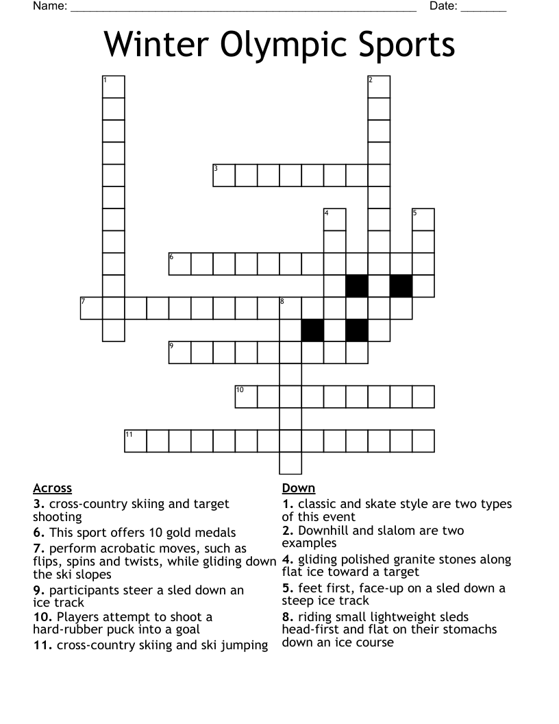Winter Olympic Sports  Crossword