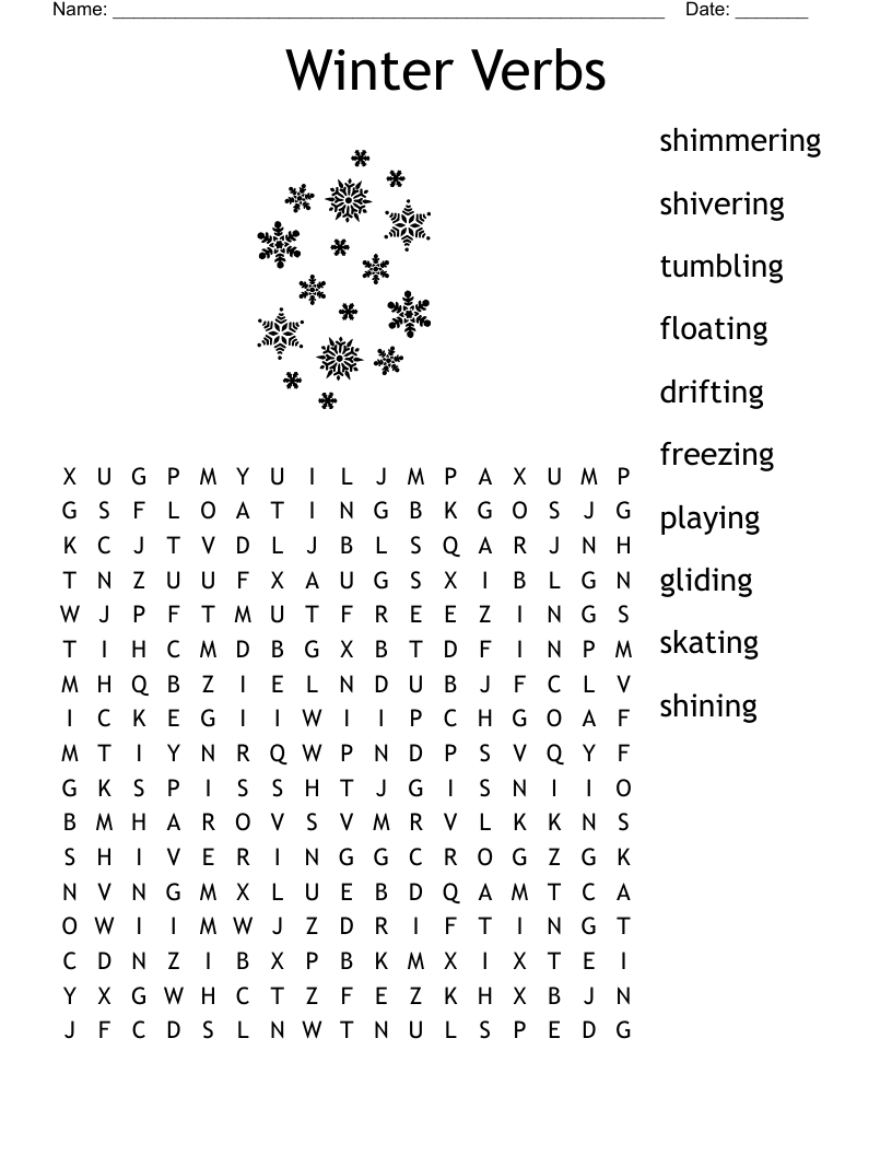 Winter Verbs Word Search