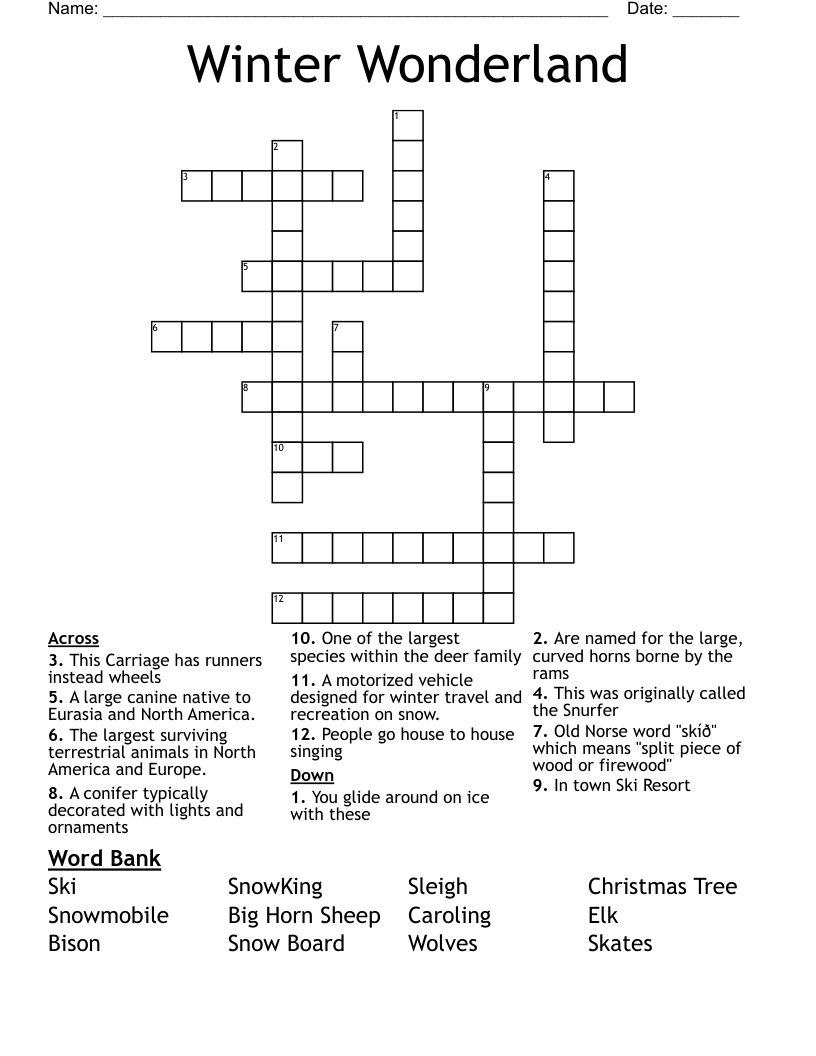 Winter Wonderland Crossword