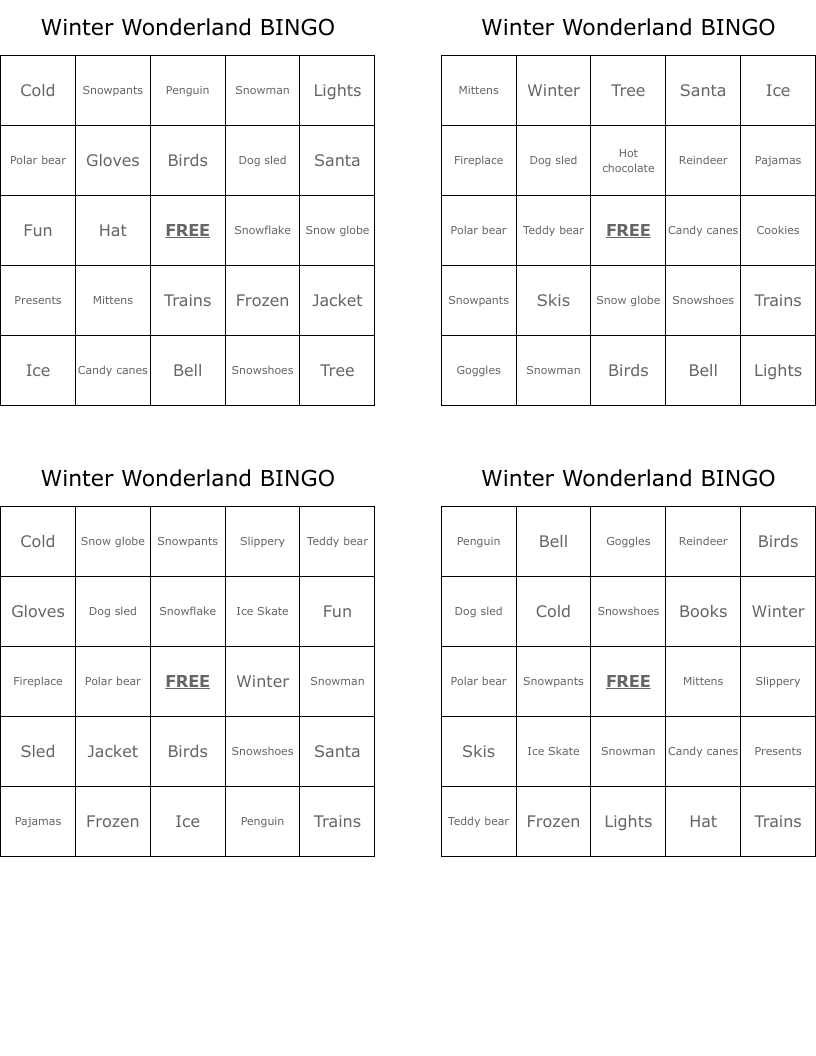 Winter Wonderland BINGO