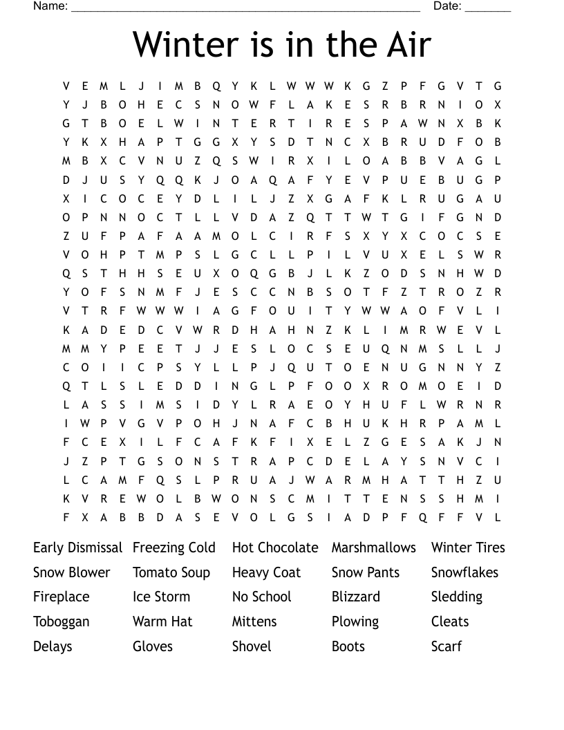 Winter is in the Air Word Search