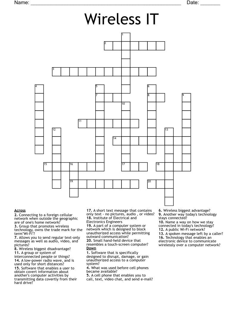 Wireless IT Crossword