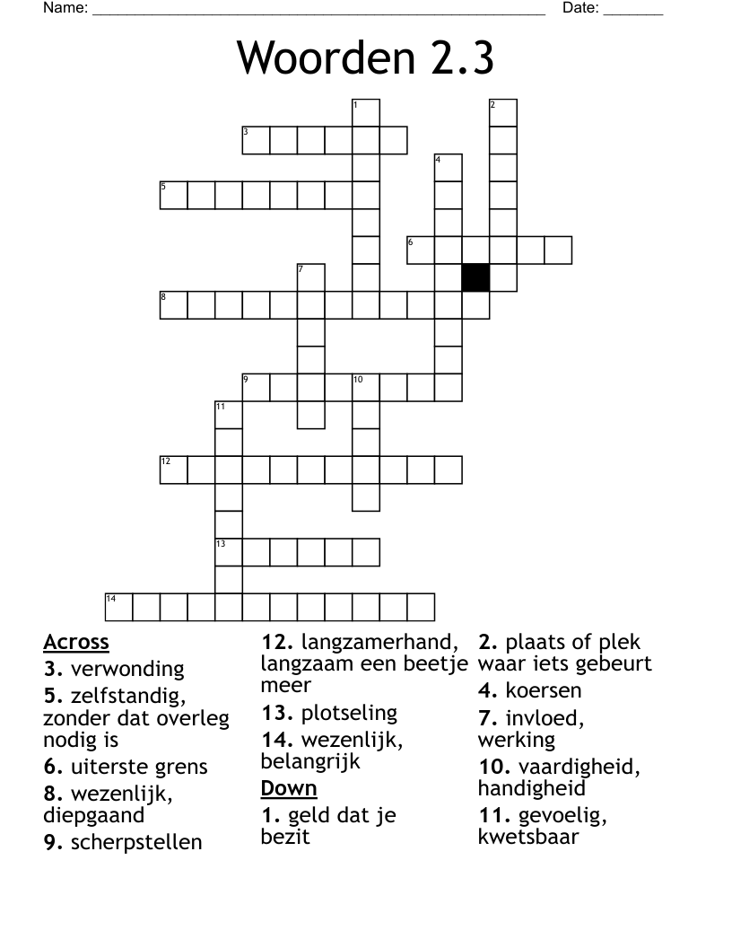 Woorden 2.3 Crossword