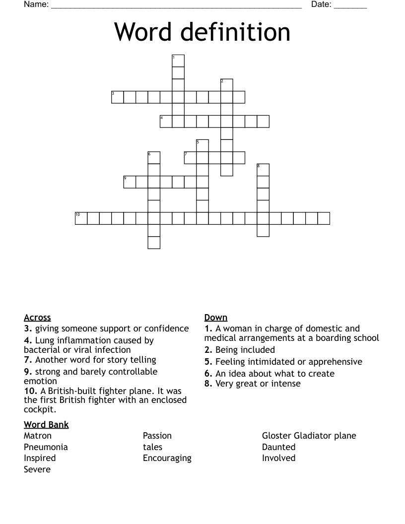Word definition Crossword