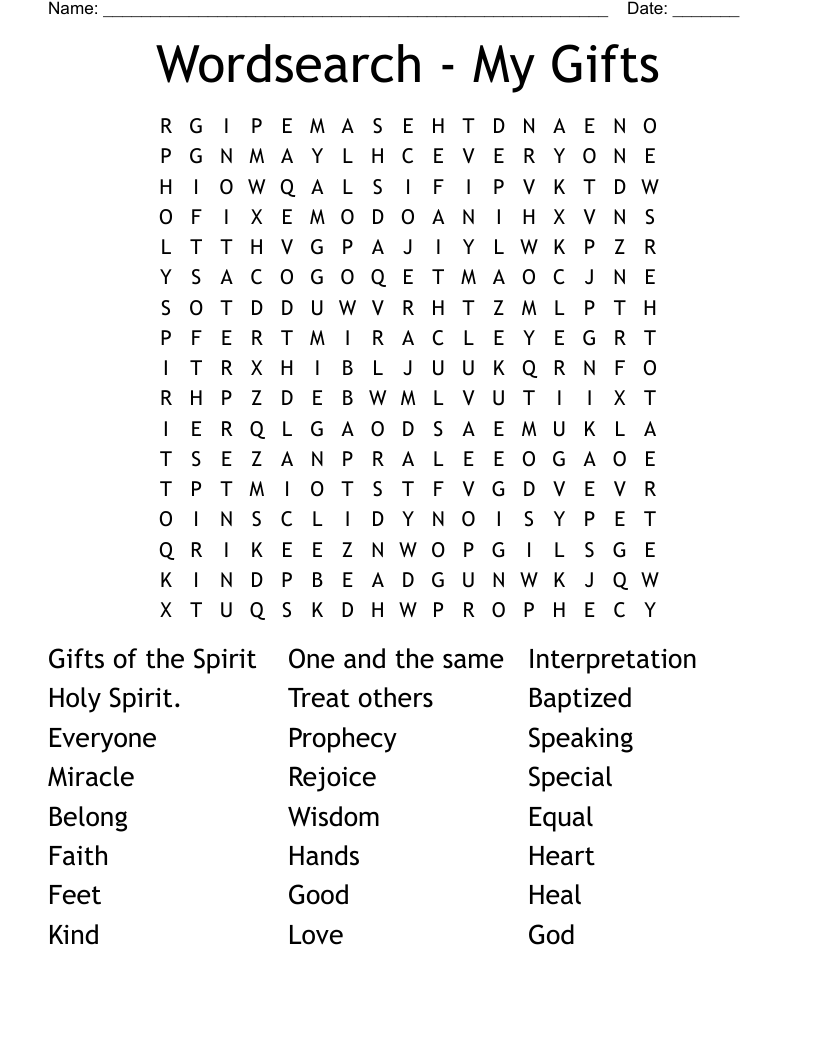 Wordsearch - My Gifts