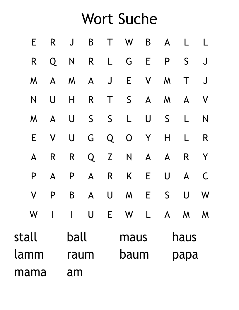 Wort Suche Word Search