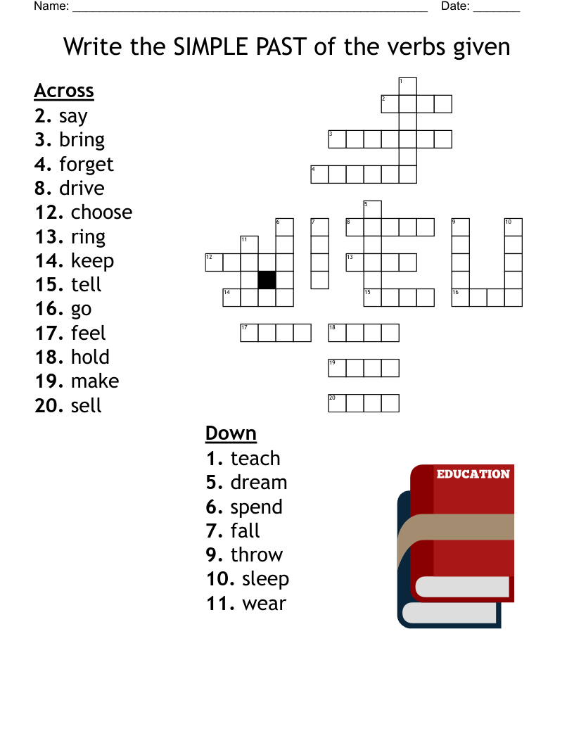 Write the SIMPLE PAST of the verbs given  Crossword