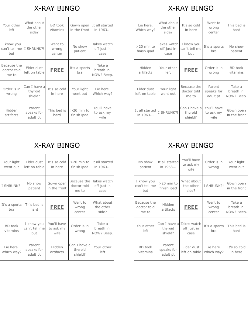X-RAY BINGO