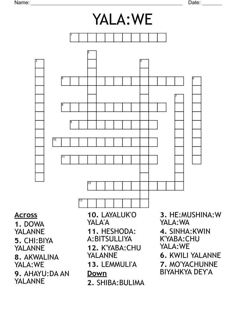 YALA:WE Crossword