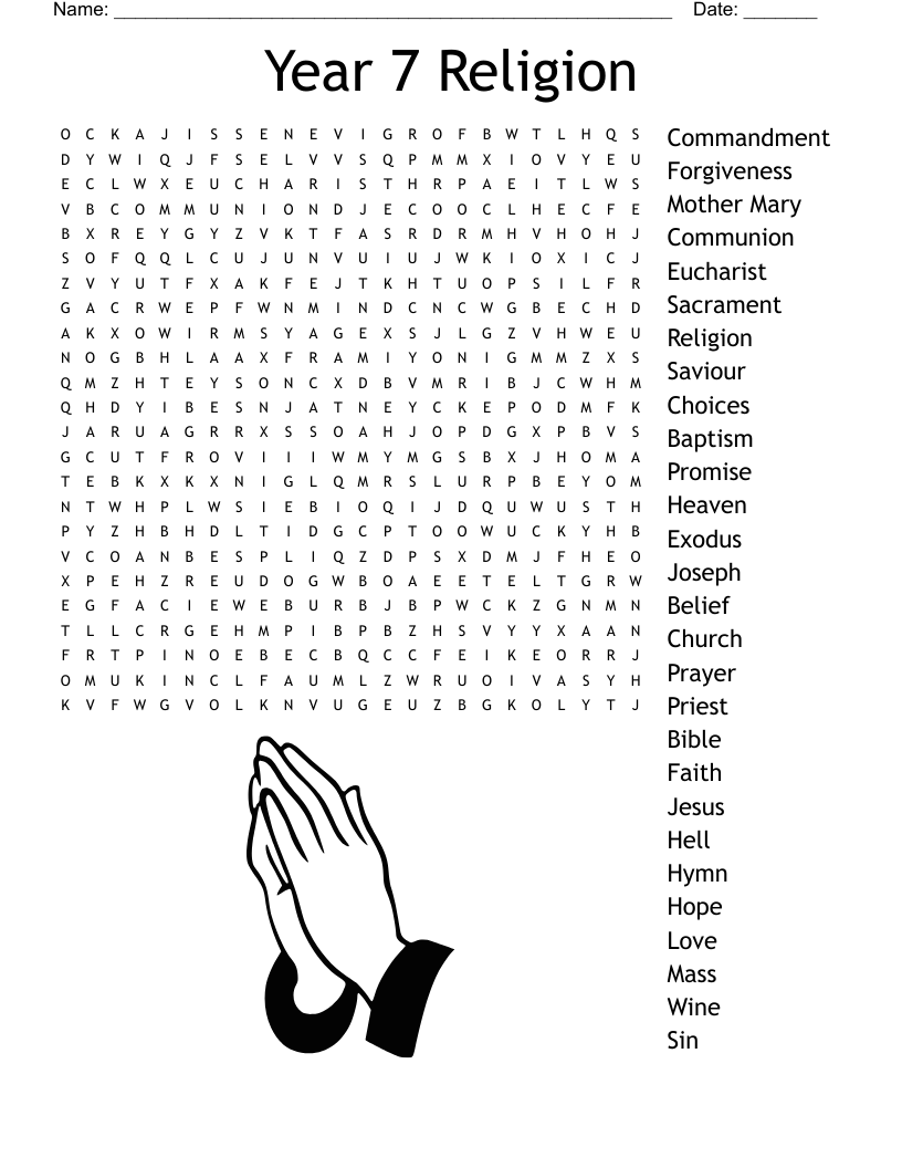 Year 7 Religion Word Search